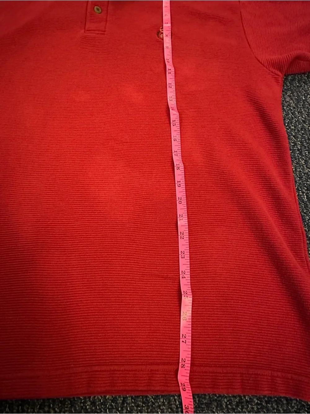 Vintage Chaps Red Polo Shirt with Black Trim - Mens Large